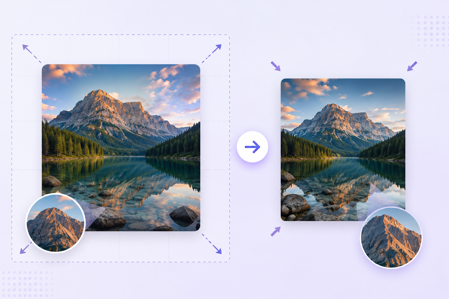 Before and after image size comparison with quality preserved